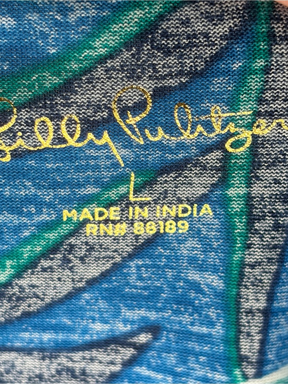 Lilly Pulitzer Elianna 3/4 sleeve Dress Indigo Breeze Shady Gators Blue/Green L - Picture 3 of 9